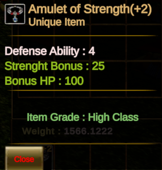 +2 AMULET OF STRENGTH (AOS)