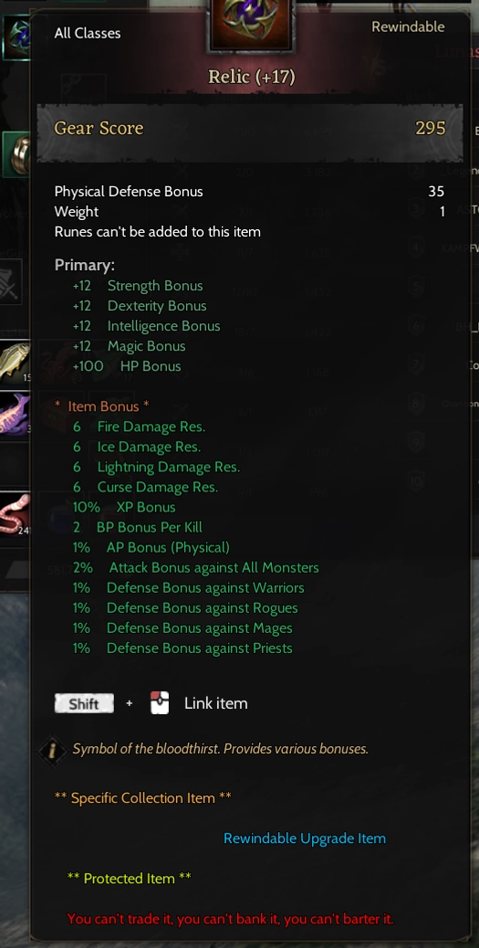 85 Rogue +17 relic toplama var