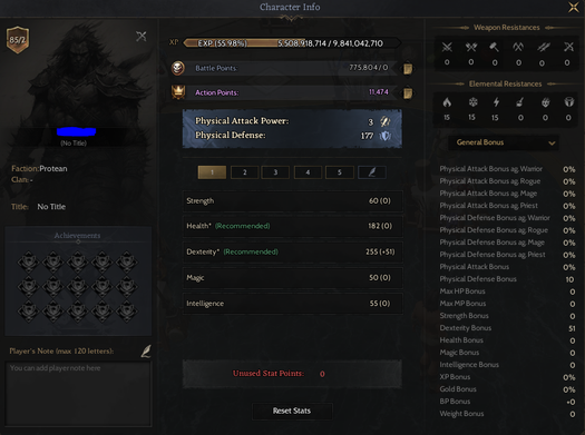 85/2 Protean Rogue --  Okçu Skilleri açık 775K BP -- NFT BANA AİT