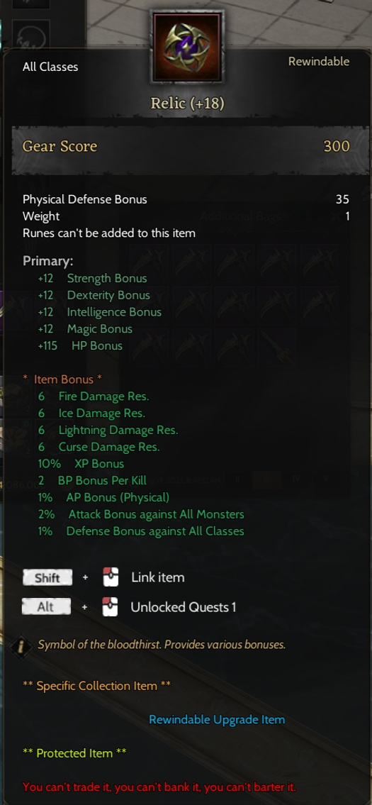 GM2 YOLCUSU 40 WEAPONCRAFT-24 LEATHERWORKING +18 RELICli Rogue