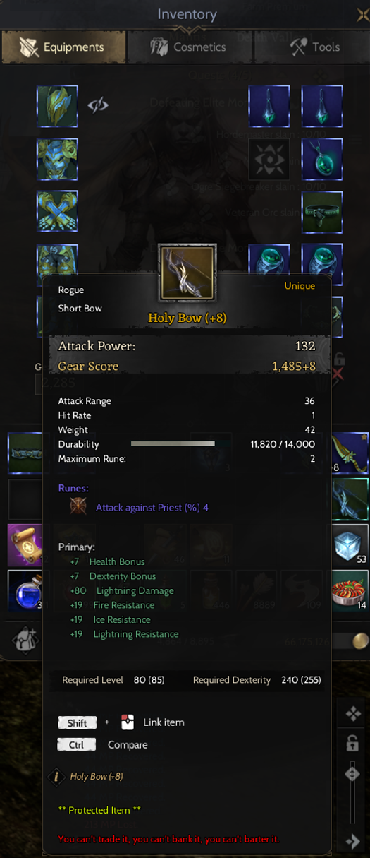 85/2 ROGUE  OKÇU - ASAS SKİLLER AÇIK NFT BENDEN  QUEST BOW +8