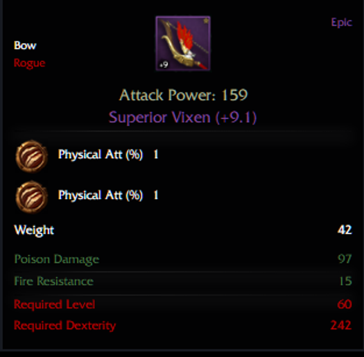 +9 Superior Vixen 159 AP (Çift PSY Rünlü)
