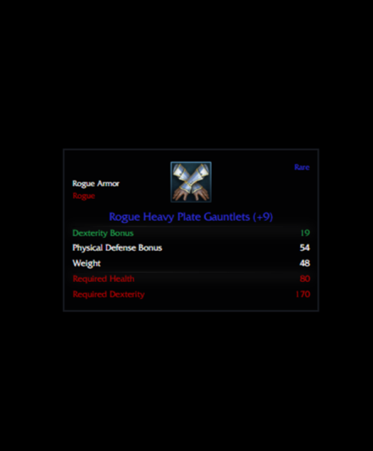 ROGUE HEAVY PLATE SET +9 (15 DEX MAX RÜN)