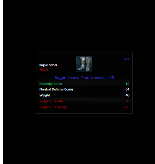 ROGUE HEAVY PLATE SET +9 (15 DEX MAX RÜN)