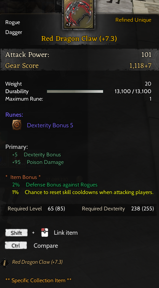 +7.3 RED DRAGON CLAW - 101 AP - (DEX5)