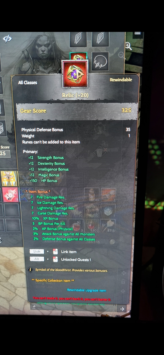 83/2 . 20 relic lunaskar rogue 1.6m np