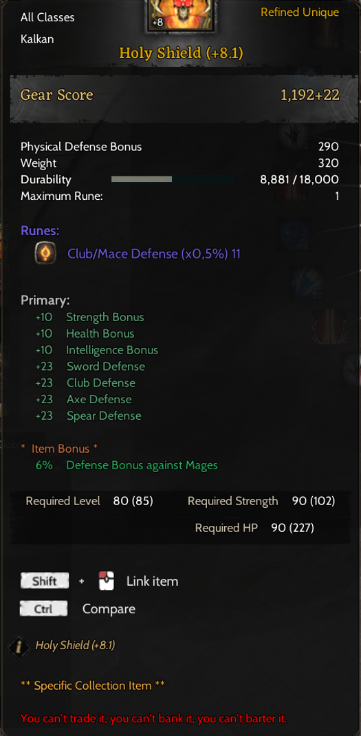 85/5 hesap +7 Sword  +8 Kalkan (11 club rün)  +20 relic
