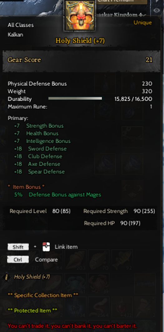 Full Skill İtemli 85/3 Lunaskar Warrior +20 Relic +7 Holy Shield