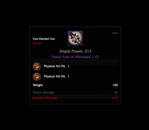 Hand Axe Of Minotaur +9 (1phy-1phy) rünlü