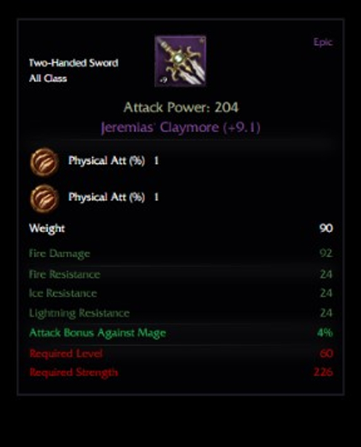 Jeremias' Claymore +9