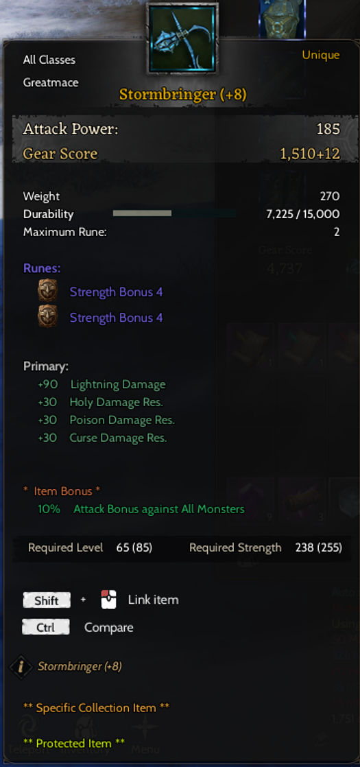 Sell +8 StormBringer 4 4 str rünlü