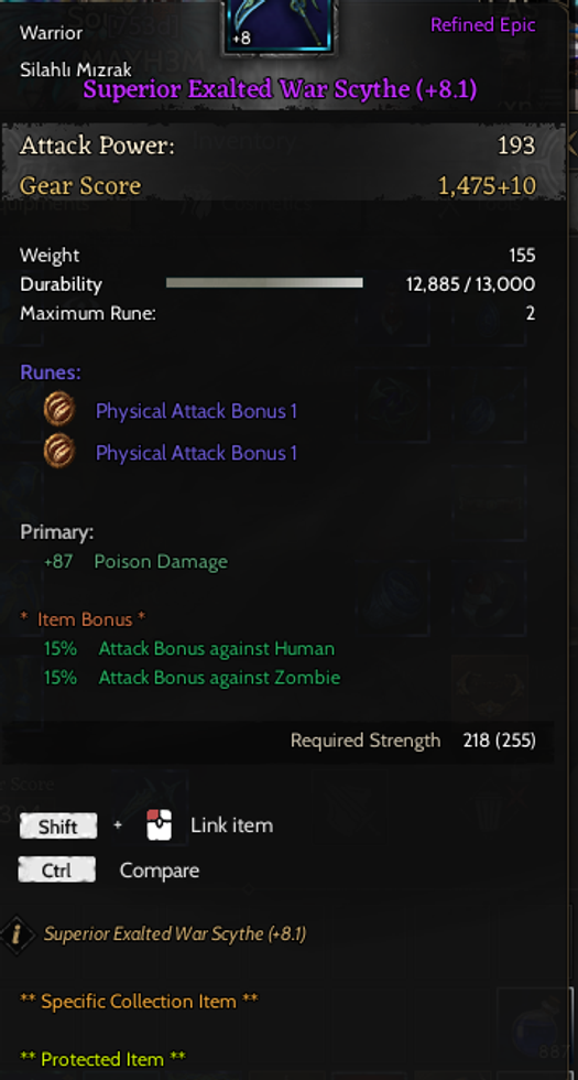 Superior Exalted War Scythe +8.1