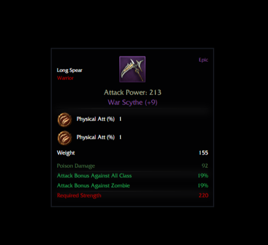 War Scythe +9 (Psy1-Psy1) rünlü